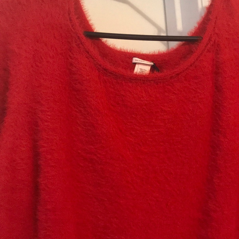 Red VS fuzzy long sleeve sweater